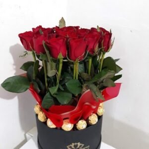 Caja Circular Med Fuego con chocolates