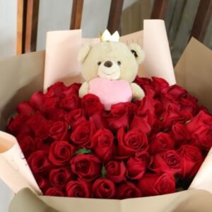 Ramo 100 Rosas Rojas con Minipeluche