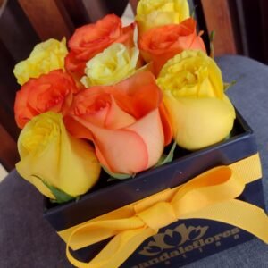 Cubo 9 rosas Amarillas