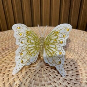 Mariposa blanca efecto glitter