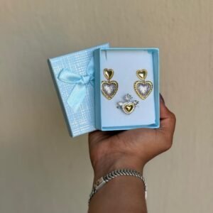 Aretes de corazon c/ anillo